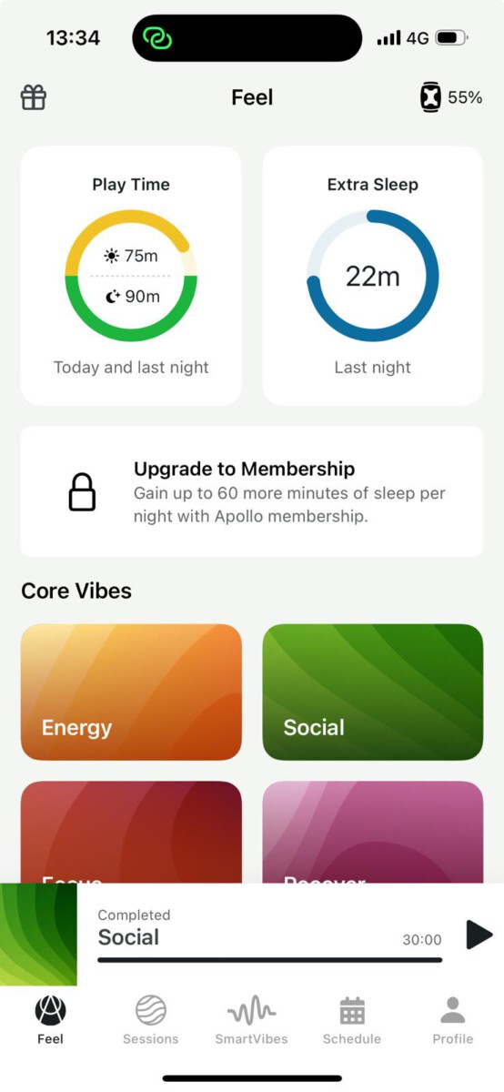 Startseite von der Apollo-App