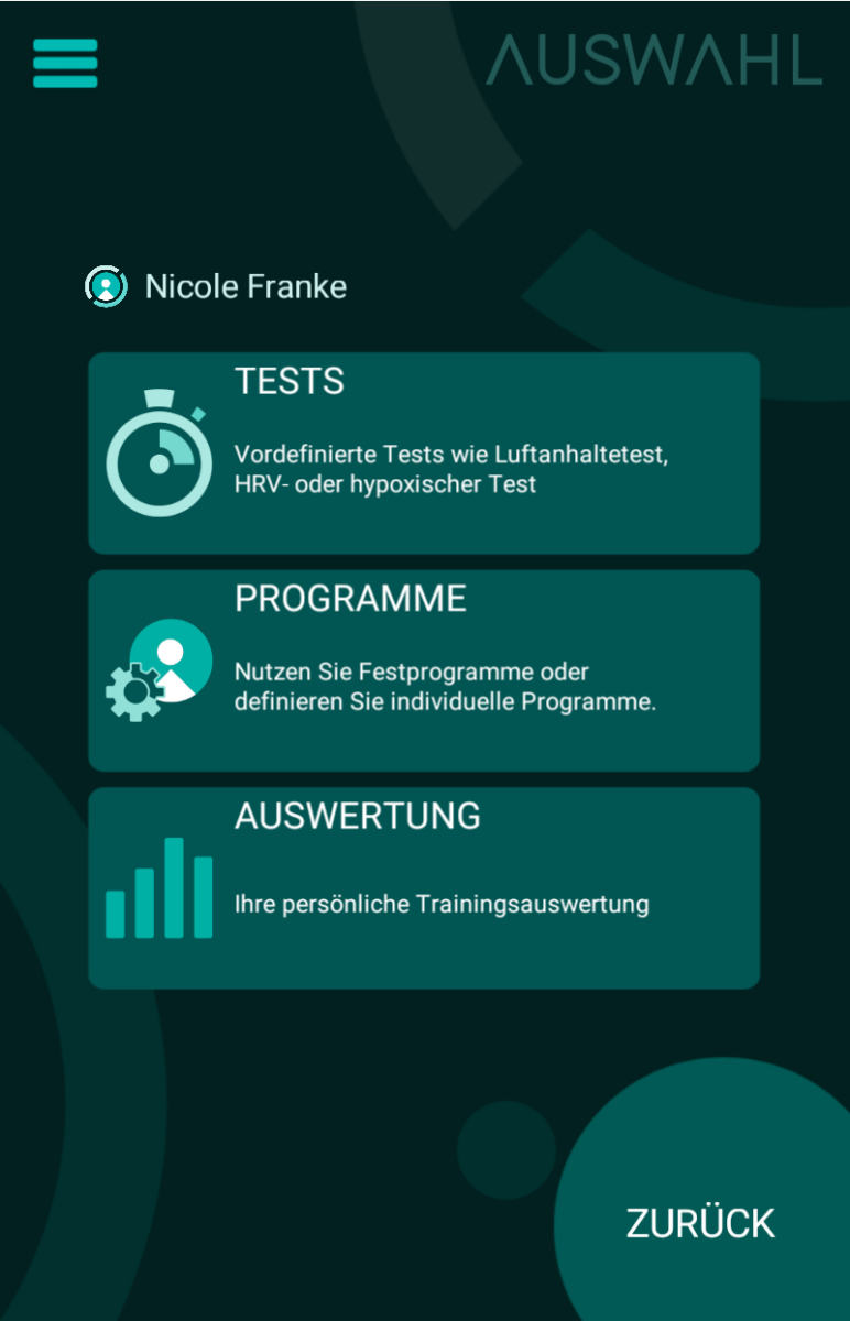 Menüauswahl